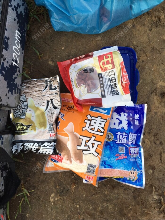 九一八跟蓝鲫各一份，速攻半份，已香为主，毕竟天气太热了！窝料还是红虫蚯蚓，感觉这窝料对鲫鱼鲮鱼效果不错！